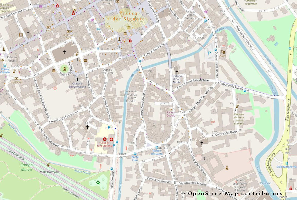 La mappa per piazza dei Signori a Vicenza